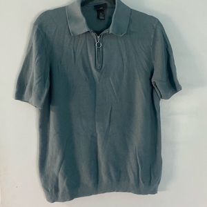 H&M waffle knit zip front polo, L